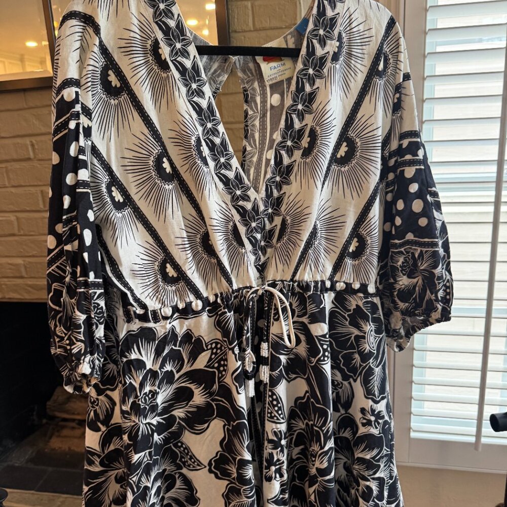 FARM Rio Black and White Floral Mini Dress - Picture 4 of 6